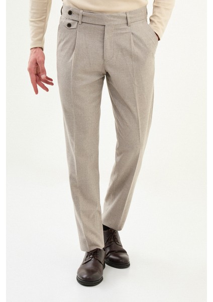 Dokulu Slimfit Pileli Erkek Pantolon