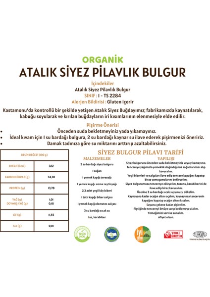 Organik Atalık Siyez Pilavlık Bulgur - 1 Kilo modelleri