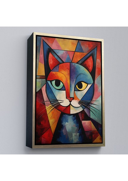 Çerçeveli Dekoratif Kanvas Tablo, Pablo Picasso Tarzı - Soyut Renkli Kedi TABLO-7375 fiyatları