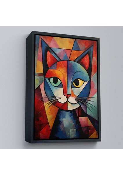 Çerçeveli Dekoratif Kanvas Tablo, Pablo Picasso Tarzı - Soyut Renkli Kedi TABLO-7375 modelleri