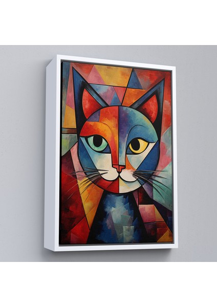 Çerçeveli Dekoratif Kanvas Tablo, Pablo Picasso Tarzı - Soyut Renkli Kedi TABLO-7375 fırsatları
