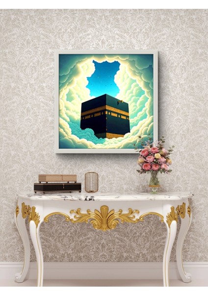 Güzel Kâbe-I Muazzama LED Tablo – 60X60 cm | Sıva Üstü Montajlı, Tak-Çalıştır Sistem, Arapuarlı