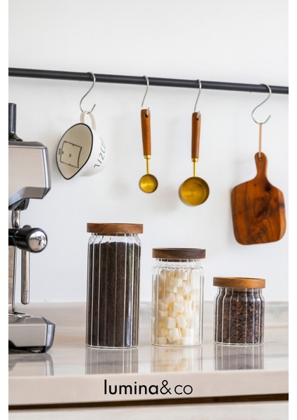 3’lü Cam Kavanoz Seti – 500 Ml, 700 Ml, 1000 ml Doğal Akasya Kapaklı modelleri