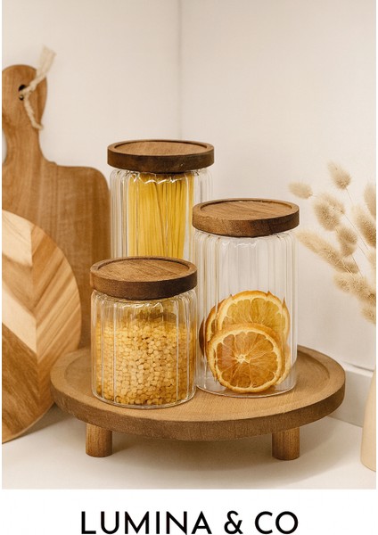 3’lü Cam Kavanoz Seti – 500 Ml, 700 Ml, 1000 ml Doğal Akasya Kapaklı indirimleri