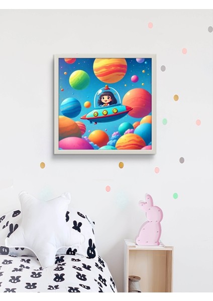 Uzay Gemisi Çocuk Odası LED Tablo – 60X60 cm | Sıva Üstü Montajlı, Tak-Çalıştır Sistem, Arapuarlı modelleri