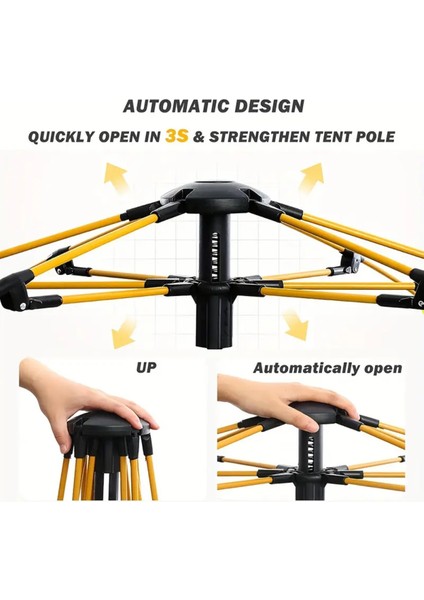 4 Kişilik Otomatik Açılan Kamp Çadırı - Fiberglas Direkler - Sineklikli Çift Kapı ve Çift Pencere fırsatları
