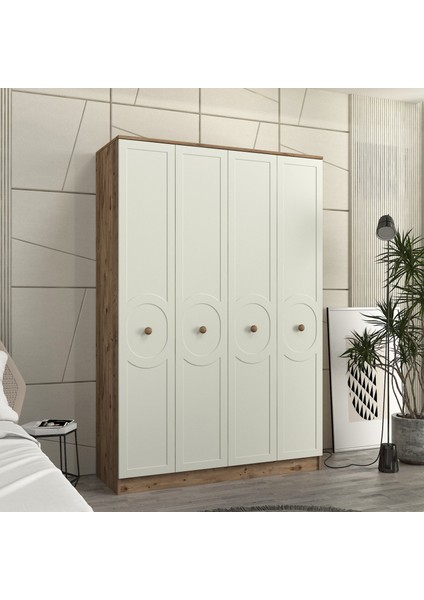 Luna 4 Kapaklı Bazalı Gardırop Tamamı Mdf