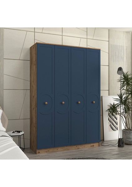 Luna 4 Kapaklı Bazalı Gardırop Tamamı Mdf