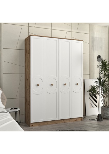 Luna 4 Kapaklı Bazalı Gardırop Tamamı Mdf