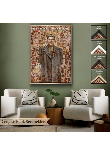 Çerçeveli Dekoratif Kanvas Tablo, Joseph Stalin Rusya ve Sovyetler Birliği Sscb TABLO-7731