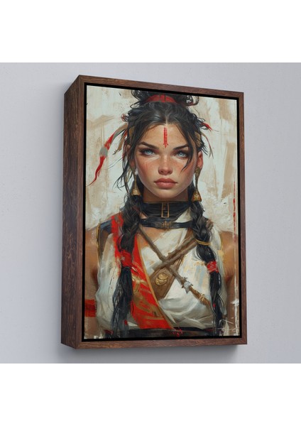 Çerçeveli Dekoratif Kanvas Tablo, Mavi Gözlü Kızıldereli Güzel Kız TABLOSU-7758 fiyatları