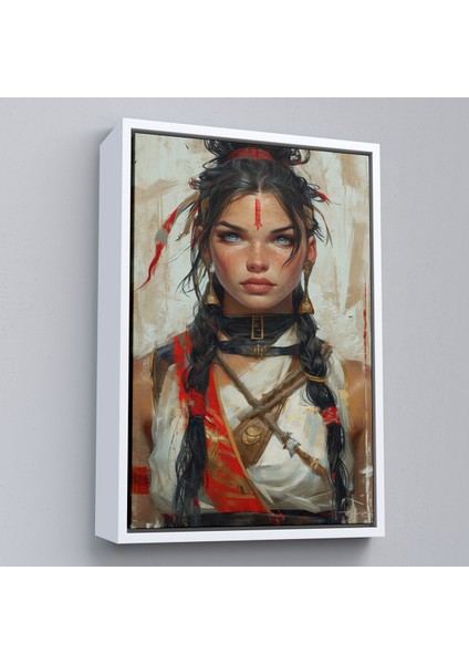 Çerçeveli Dekoratif Kanvas Tablo, Mavi Gözlü Kızıldereli Güzel Kız TABLOSU-7758 fırsatları