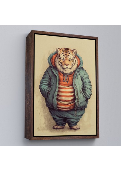 Çerçeveli Dekoratif Kanvas Tablo, Kaplan Kafalı Şişman Insan TABLO-7636 fiyatları