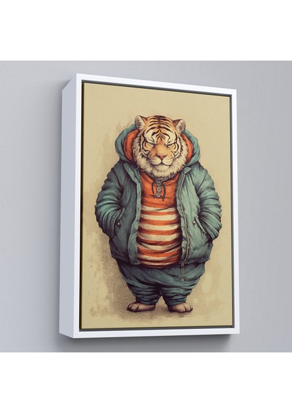 Çerçeveli Dekoratif Kanvas Tablo, Kaplan Kafalı Şişman Insan TABLO-7636 fırsatları