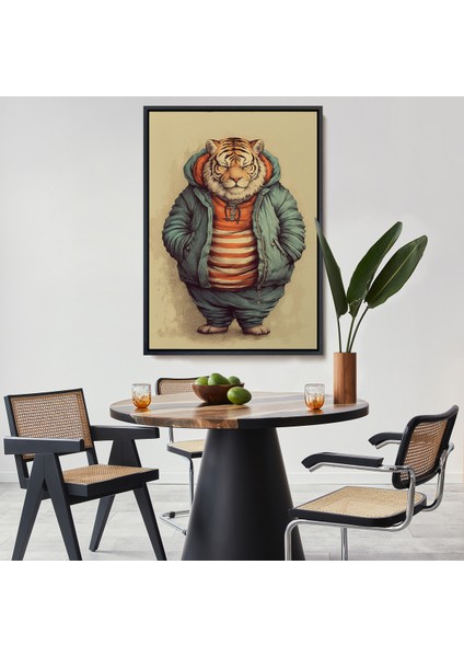Çerçeveli Dekoratif Kanvas Tablo, Kaplan Kafalı Şişman Insan TABLO-7636