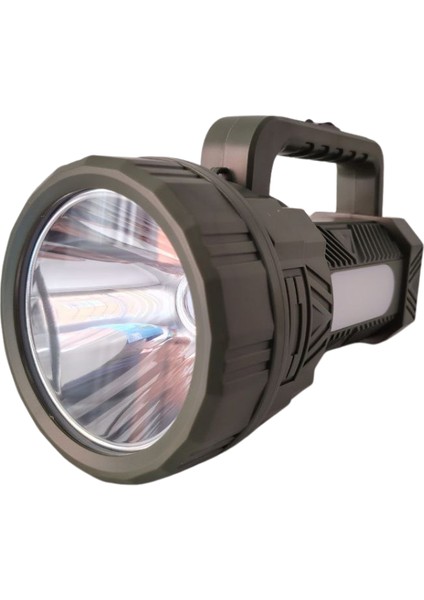 GP-680 100W Şarjlı El Feneri Uzun Menzilli Projektör Dijital Gösterge 6 Kademe Yan Cob Işık