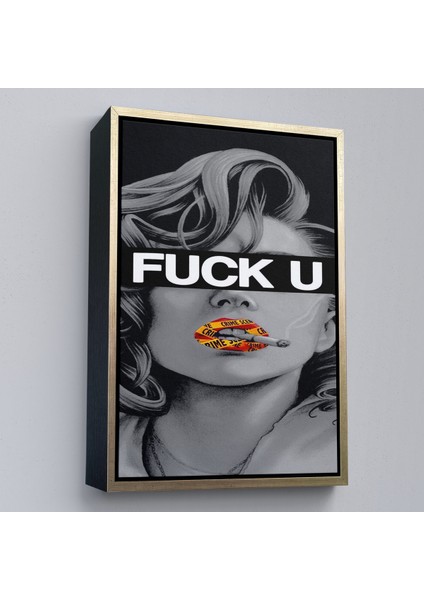 Çerçeveli Dekoratif Kanvas Tablo, Fck You Kadın TABLO-7735