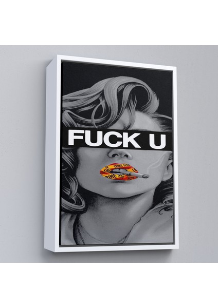 Çerçeveli Dekoratif Kanvas Tablo, Fck You Kadın TABLO-7735 fırsatları