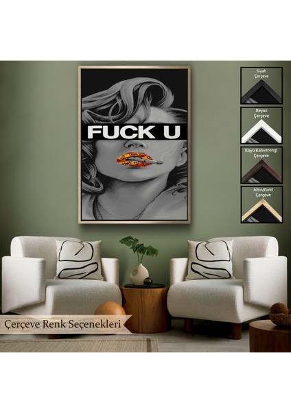 Çerçeveli Dekoratif Kanvas Tablo, Fck You Kadın TABLO-7735