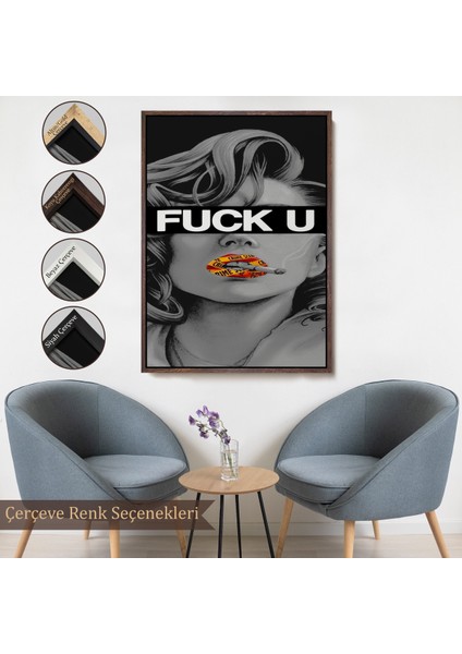 Çerçeveli Dekoratif Kanvas Tablo, Fck You Kadın TABLO-7735