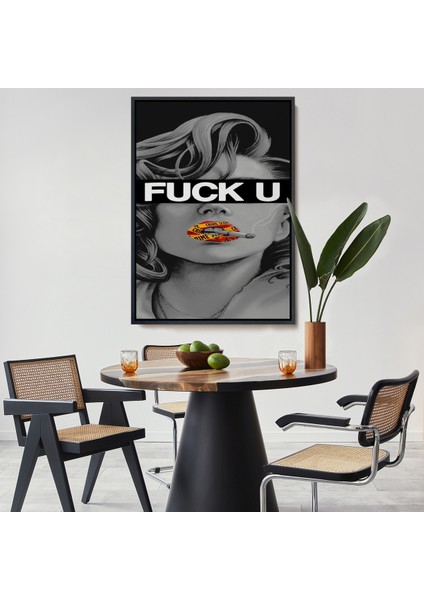 Çerçeveli Dekoratif Kanvas Tablo, Fck You Kadın TABLO-7735