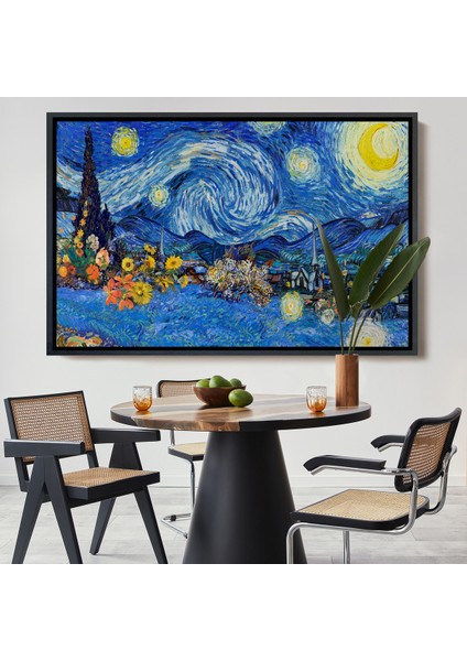 Çerçeveli Dekoratif Kanvas Tablo, Vincent Van Gogh - Yıldızlı Geceler Tablo - Starry NIGHT-7172