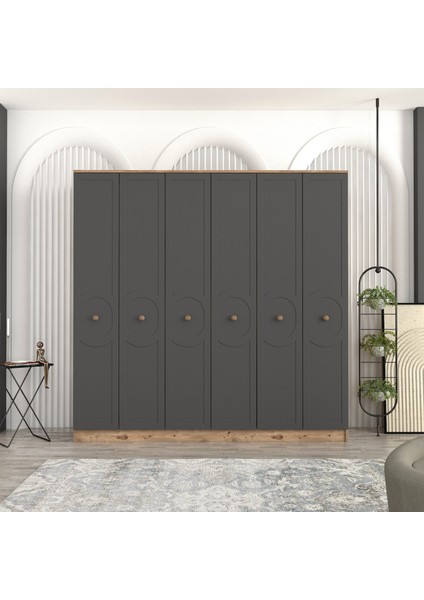 Luna 6 Kapaklı Bazalı Gardırop Tamamı Mdf fiyatları