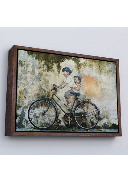 Çerçeveli Dekoratif Kanvas Tablo, Graffiti Çocuk Bisiklet TABLOSU-7241