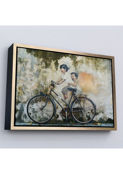 Çerçeveli Dekoratif Kanvas Tablo, Graffiti Çocuk Bisiklet TABLOSU-7241 fiyatları