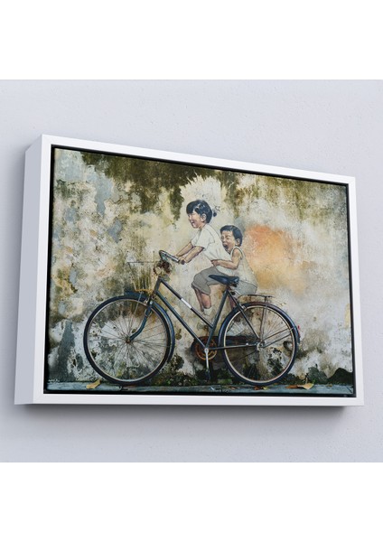 Çerçeveli Dekoratif Kanvas Tablo, Graffiti Çocuk Bisiklet TABLOSU-7241 fırsatları