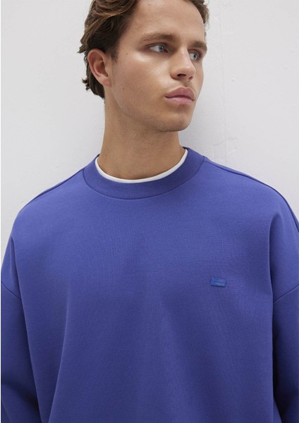 Silikon Logo Baskılı Mor Bisiklet Yaka Sweatshirt 0S10415-70695 fırsatları