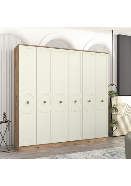 Luna 6 Kapaklı Bazalı Gardırop Tamamı Mdf