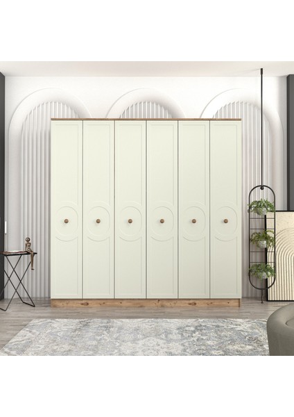 Luna 6 Kapaklı Bazalı Gardırop Tamamı Mdf fiyatları