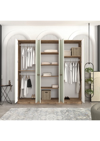Luna 6 Kapaklı Bazalı Gardırop Tamamı Mdf modelleri