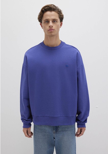 Silikon Logo Baskılı Mor Bisiklet Yaka Sweatshirt 0S10415-70695 indirimleri