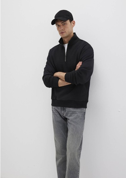 Yarı Fermuarlı Siyah Basic Sweatshirt 0S10419-900 modelleri