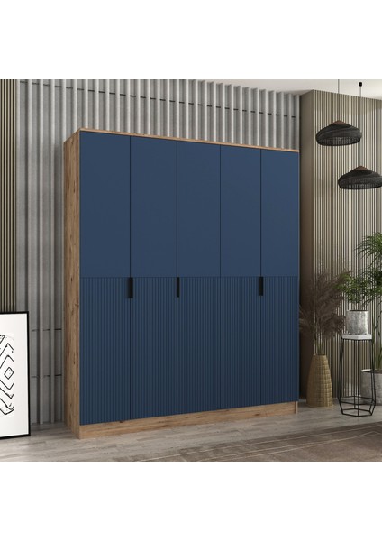 Venüs 5 Kapaklı Bazalı Gardırop Tamamı Mdf