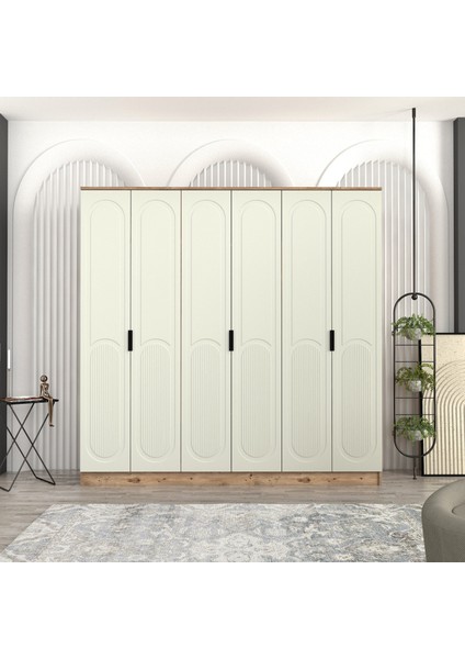 Derin 6 Kapaklı Bazalı Gardırop Tamamı Mdf fiyatları