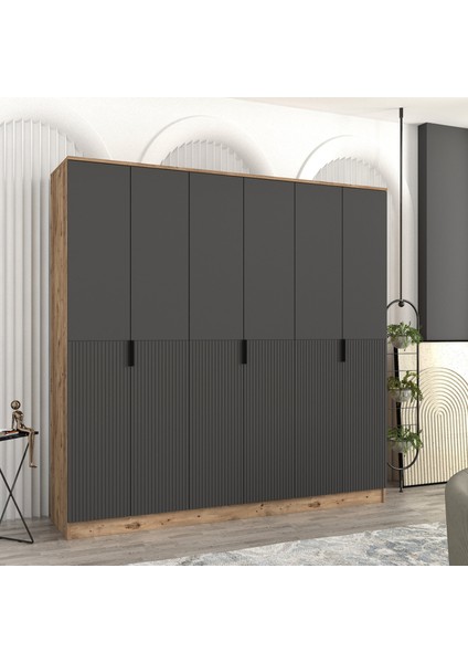 Venüs 6 Kapaklı Bazalı Gardırop Tamamı Mdf