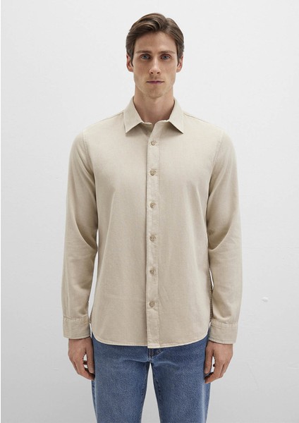 Keten Karışımlı Bej Gömlek 0211641-70039 modelleri