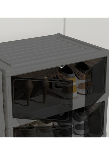 6 Katlı Katlanabilir Ayakkabılık, Modüler ve Portatif Düzenleyici, Antrasit Renk indirimleri