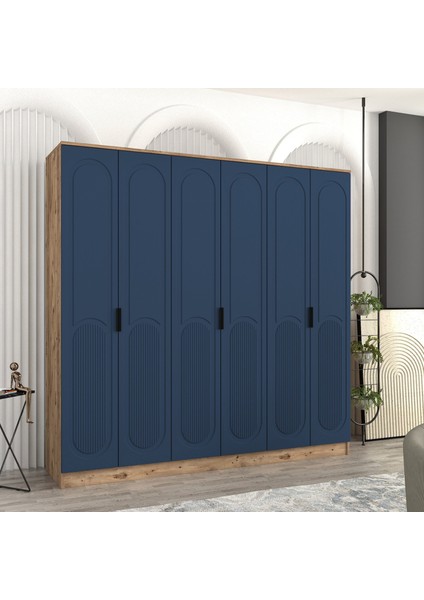Derin 6 Kapaklı Bazalı Gardırop Tamamı Mdf