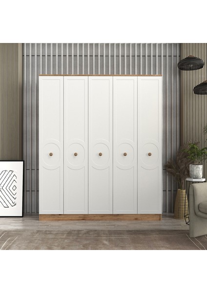 Luna 5 Kapaklı Bazalı Gardırop Tamamı Mdf fiyatları