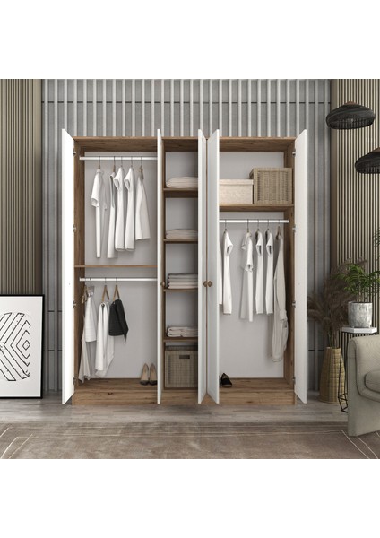 Luna 5 Kapaklı Bazalı Gardırop Tamamı Mdf modelleri