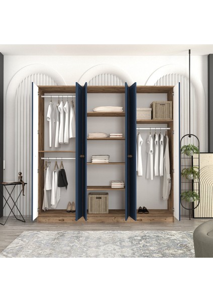 Mila 6 Kapaklı Bazalı Gardırop Tamamı Mdf modelleri