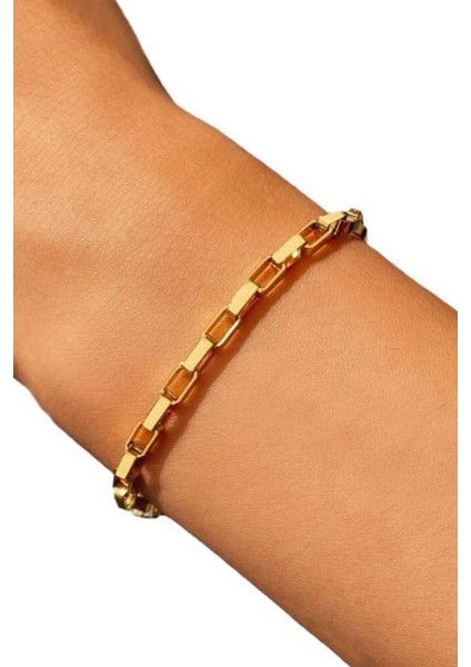 Altın Kaplama Kadın Zincir Kolye ve Bileklik Seti