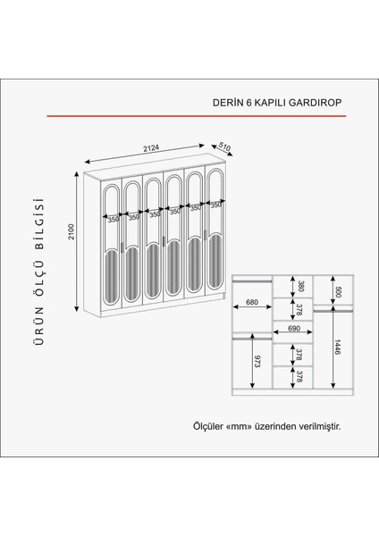 Derin 6 Kapaklı Bazalı Gardırop Tamamı Mdf fırsatları
