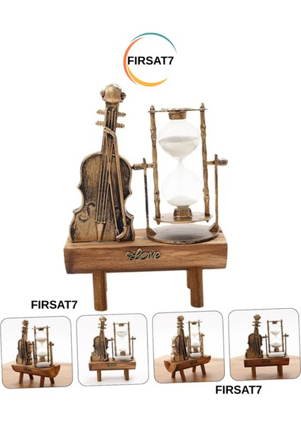 Dekoratif Keman Tasarımlı Kum Saati Sevgiliye Dosta Hediyelik Şık Biblo Ev Ofis Hediyelik