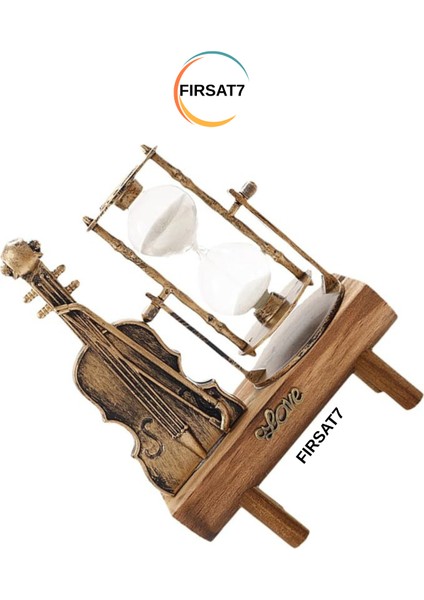 Dekoratif Keman Tasarımlı Kum Saati Sevgiliye Dosta Hediyelik Şık Biblo Ev Ofis Hediyelik