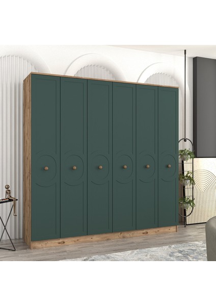 Luna 6 Kapaklı Bazalı Gardırop Tamamı Mdf